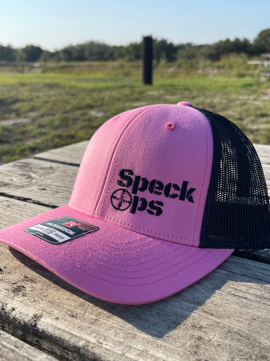 Speck Ops pink and black hat